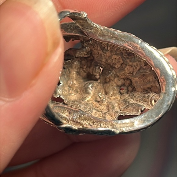 Antique sterling silver ring size 8 - Picture 3 of 6